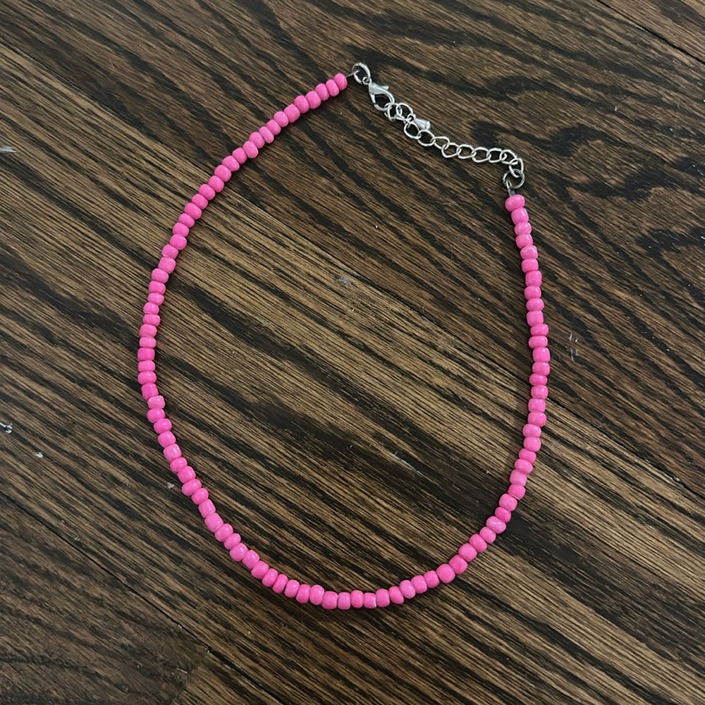 pink beaded necklace